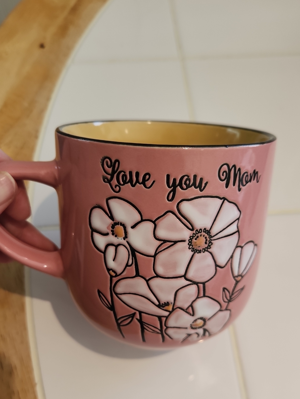 Love You Mom Pink Floral Ceramic Mug